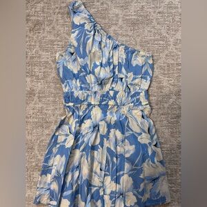 Steve Madden Blue Floral One-Shoulder Dress L